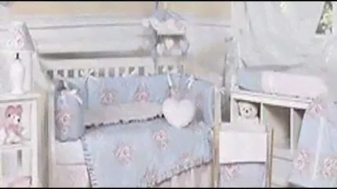 Sky Blue and Pink Shabby Chic Floral Baby Girl Crib Bedding